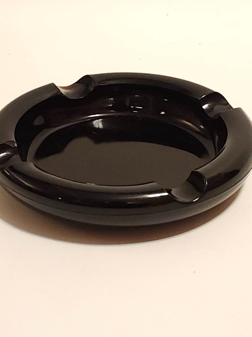 Vintage Dark Amber Round Ashtray Mid Century Style Glass 8"